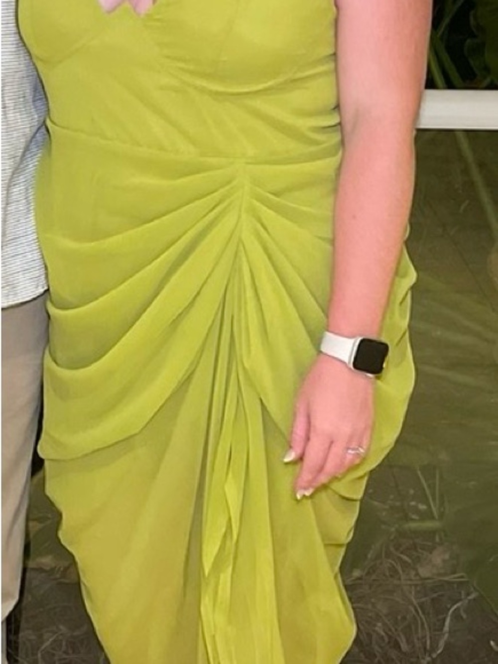 PrettyLittleThing Lime Green Draped Midi Dress